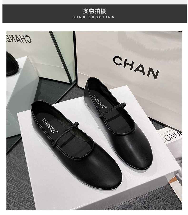 Giày Mary Jane nữ mũi tròn dây đeo mảnh đế bệt gót thấp 1–3 cm — Màu trắng sữa, Màu đen chi tiết 22
