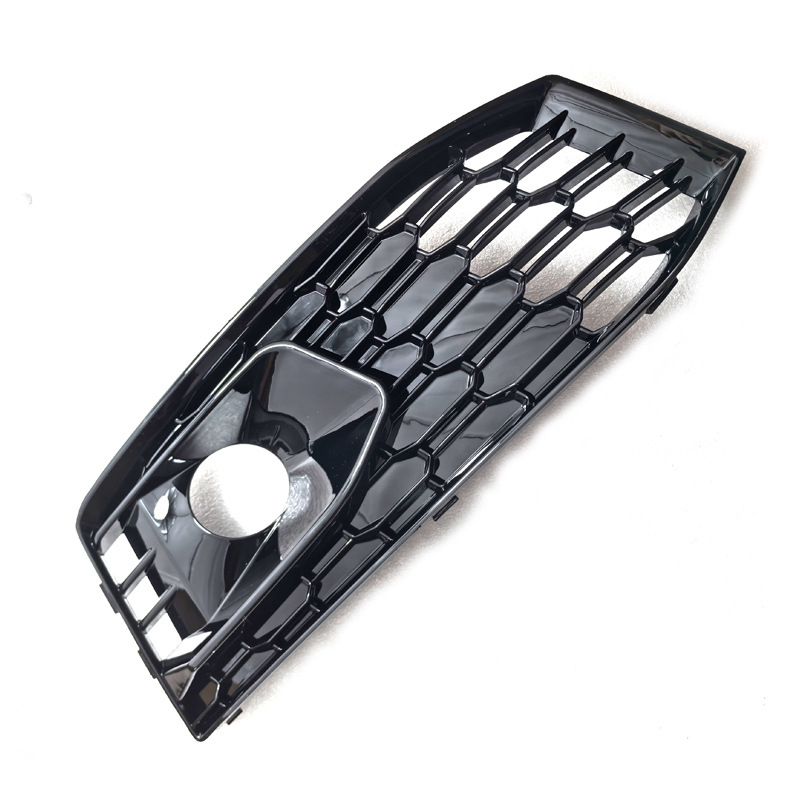 Applicable to 2017 2018 2019 Audi A4 front bumper fog lamp grille modified honeycomb bright black lampshade