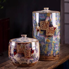 米タンク セラミック製蓋付き麺タンク 家庭用 10斤 20斤 30斤 20kg 防湿ラッキーウォータータンク 景徳鎮米樽