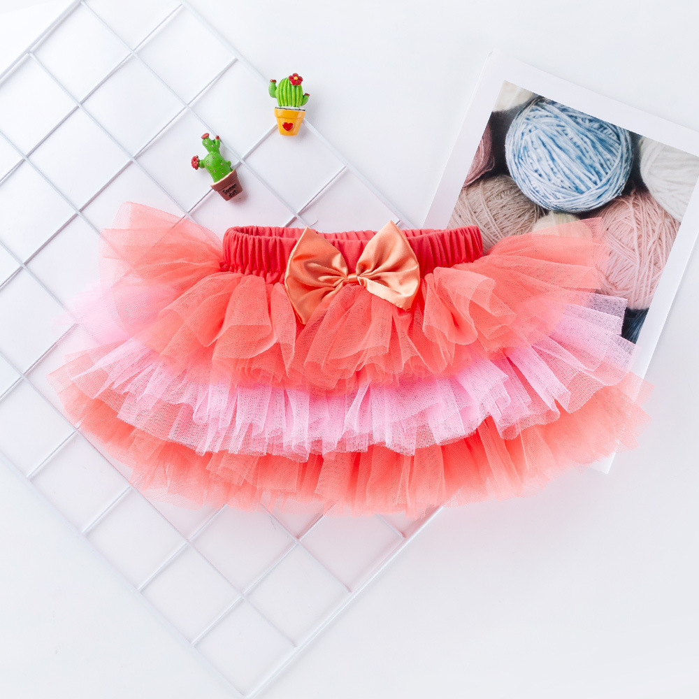 Bebé vestido de verano de dos colores sólidos vestido de seis capas 0 - 2 años vestido de bebé vestido de princesa al por mayor