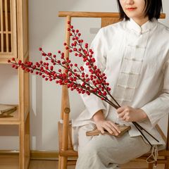 假花跨境冬青發財果仿真花廠家家居裝飾婚慶INS風批發MW65508