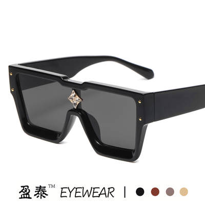 New Millionaire sunglasses European and American personalized sunglasses men's cross-border one-piece square diamond flower sunglasses