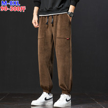 灯芯绒裤子男新款春秋季束脚卫裤潮牌宽松大码秋冬款运动休闲长裤