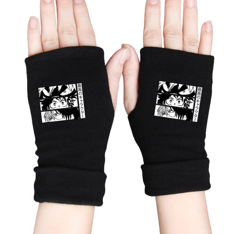 My Hero College Gloves Frozen Two-dimensional Animation Surrounding Men's and Women's Typing Games Warm Half-finger Gloves
