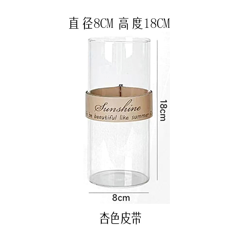 創意皮革手提げガラス生態花瓶杯微景観水培植物花器乾花工芸創意家庭|undefined