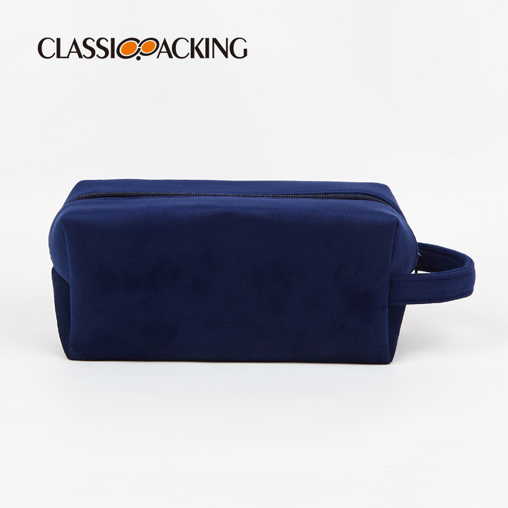 Diseño de fábrica al por mayor bolsa de cosméticos Luz de lujo material de franela producto de cuidado de la piel bolsa de almacenamiento simple bolsa de almacenamiento de lavado portátil