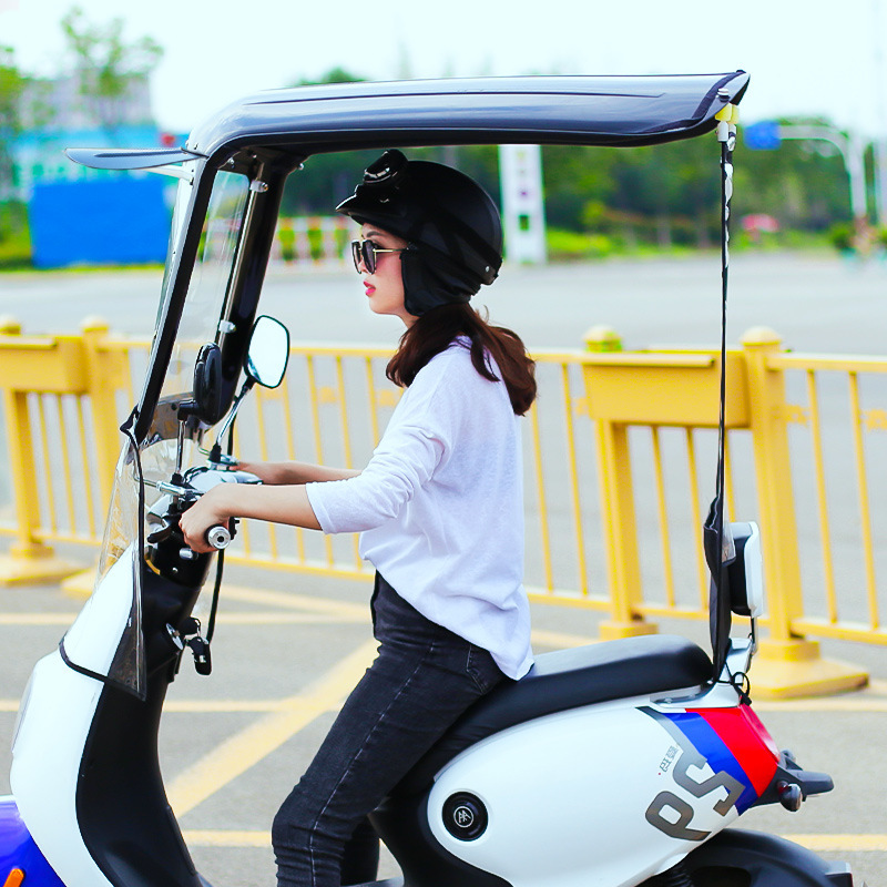 电动车遮阳伞雨棚蓬摩托车遮雨棚挡风防晒罩电瓶车7字车棚可拆卸