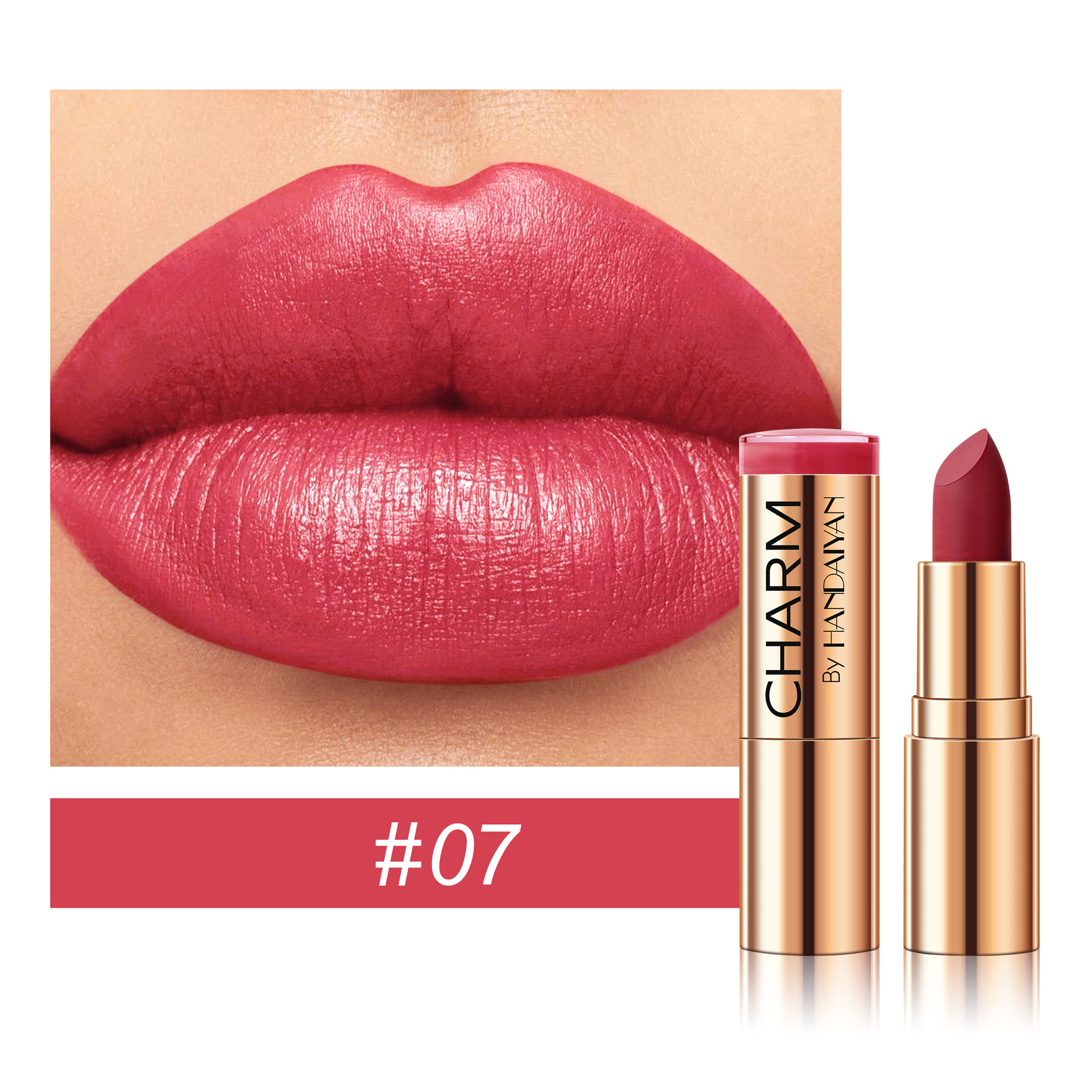 Transfronteriza lápiz labial humectante tubo dorado HANDAIYAN lápiz labial impermeable fácil de colorear 8 colores lápiz labial humectante