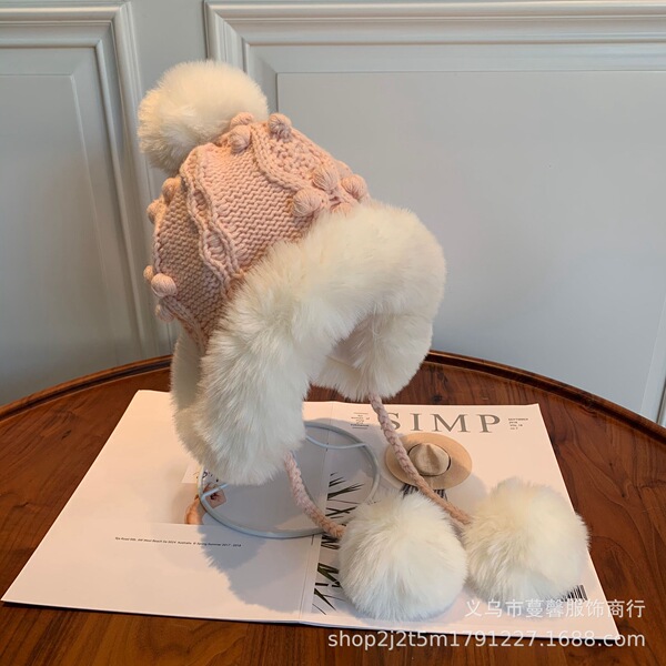 Children's demi-season cute woolen winter fleece keep warm hat