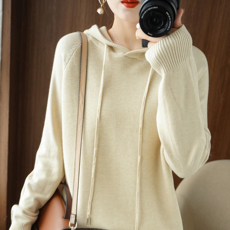 Cross-border Hooded Sweater Women's Spring and Autumn 2024 New Hoodie Base Shirt Inner Knitted Shirt Casual plus size Sweater Women