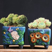 多肉花盆方形复古地中海延熹大号群生盆陶瓷特价清仓绿植肉肉盆栽