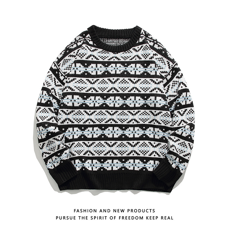 Men's Clothing retro heavyweight round neck knitted sweater men's loose lazy trend brand Japanese autumn pullover sweater_voghion.com