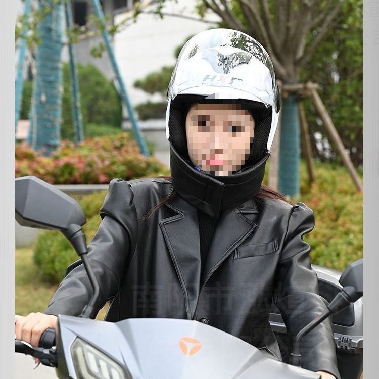 New ABS+PC Electric Motorcycle Helmet Warm Neck Protection