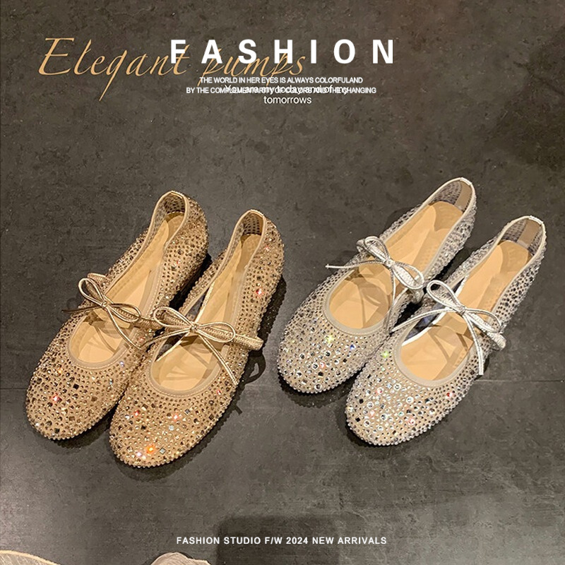 Genuine leather Mary Jane shoes with rhinestones, internal height increase, for evening parties, women's wedge heel shoes with mesh and starry sky design