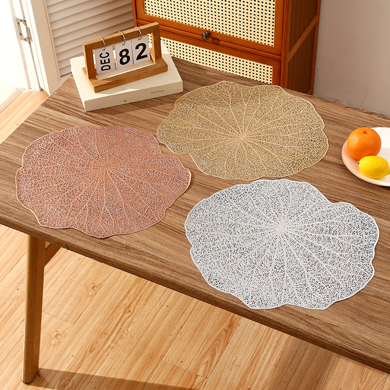 Transfronterizo amazon francesa romántica forma de loto esterilla de PVC creativa lótus alto sentido ligero esterilla de aislamiento térmico de restaurante de lujo