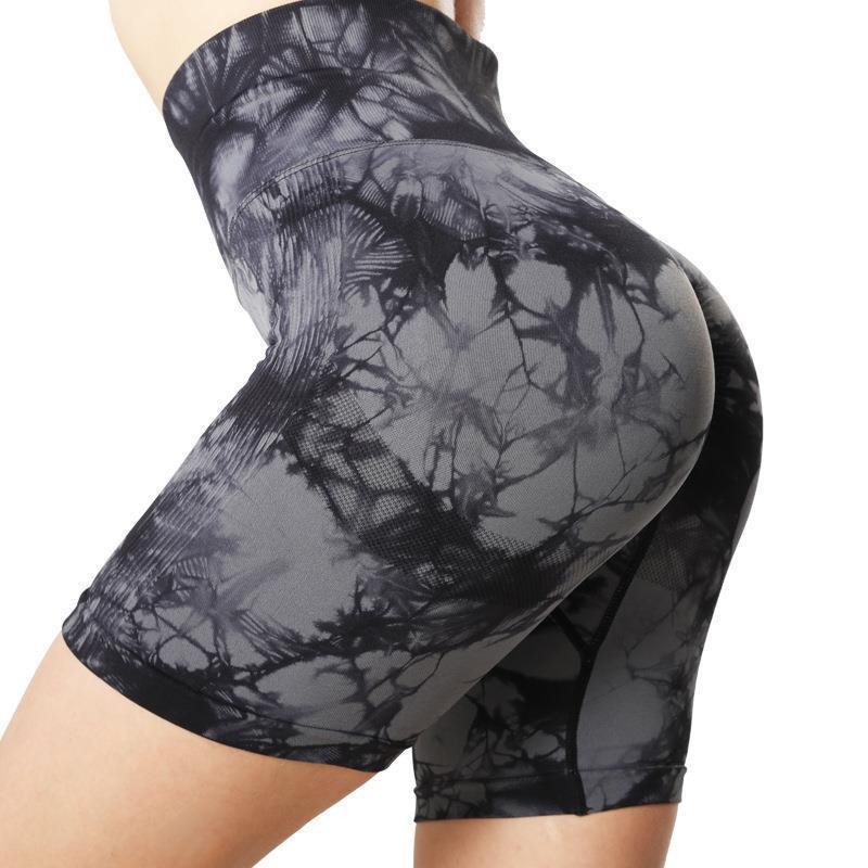 New tie-dye yoga shorts women's sports f...