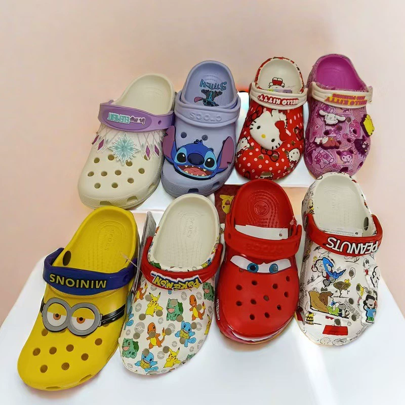Совместные сандалии Cross Crocs с героями мультфильмов, летняя детская дышащая нескользящая уличная повседневная детская обувь Baotou из ЭВА