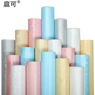 蚕丝深纹PVC墙纸壁纸自粘卧室纯色墙布欧式珠光客厅墙贴翻新贴纸