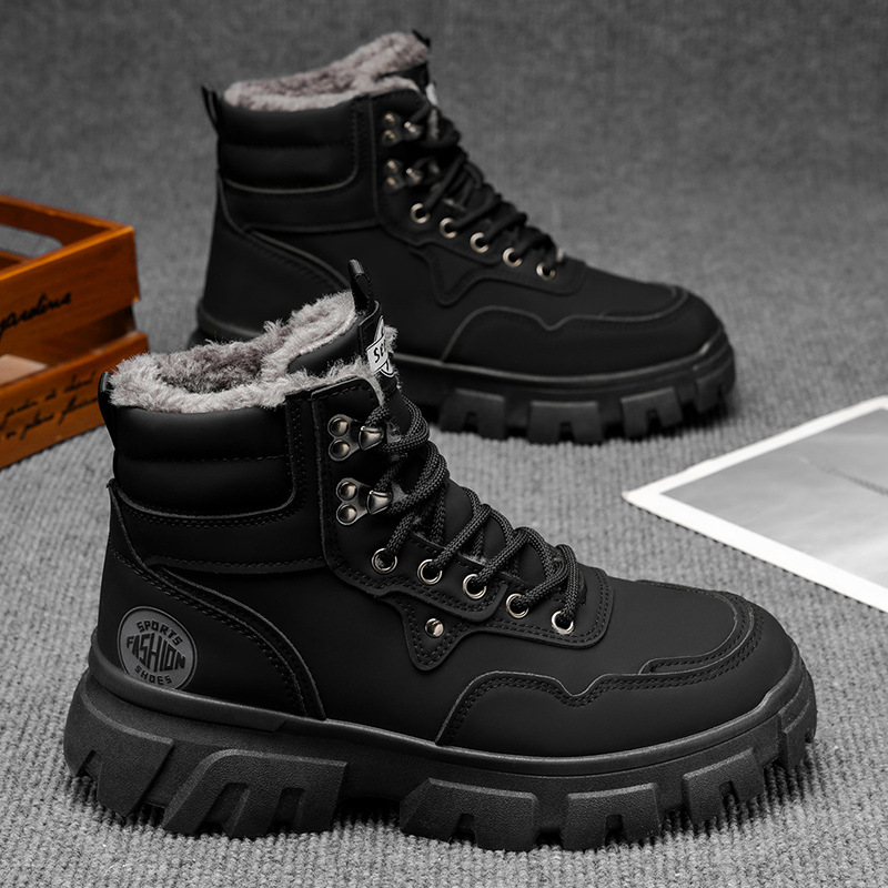 Martin botas de invierno de alto nivel para hombres con calzado de algodón al aire libre impermeable y resbaladizo pieles en botas de nieve del noreste