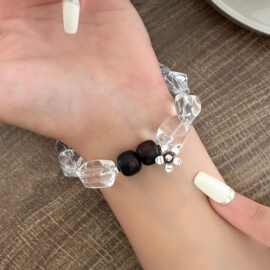 天然白水晶花朵手串S925纯银高级感酱真香手链女ins小众设计轻奢