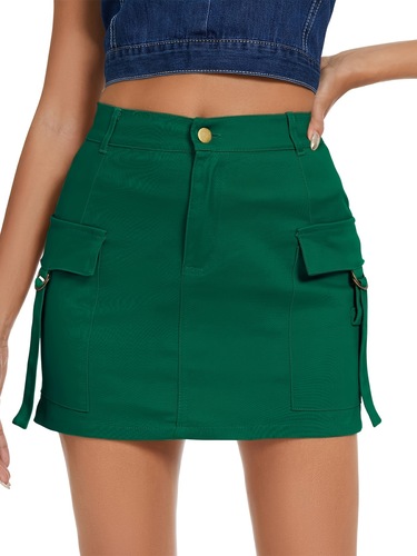 High Waisted Cargo Y2K Bodycon Denim Mini Skirt