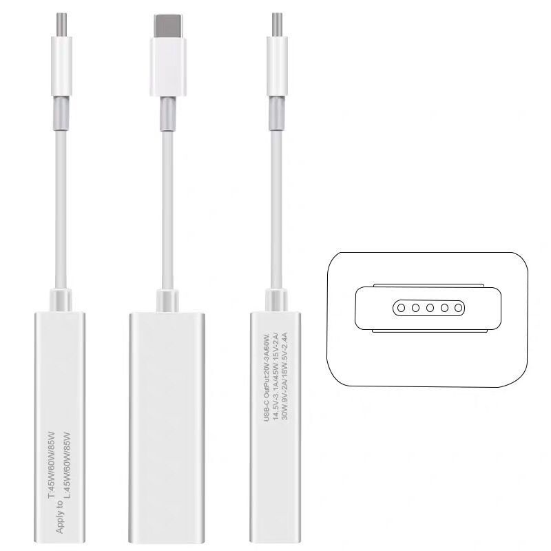 Amazon Explosions Applicable to Apple Notebook Power Adapter MagSafe2/1 to Type-C Converter