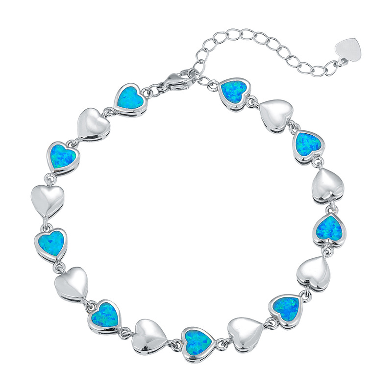 Blue Heart-Shaped Opal Bracelet European and American Light Luxury Fashion Jewelry Heart of the Ocean Love Bracelet Blue Heart-Shaped Opal Bracelet European and American Light Luxury Fashion Jewelry Heart of the Ocean Love Bracelet