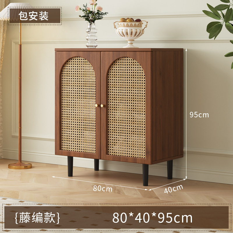 法式餐边柜现代简约藤编储物柜子家用餐厅茶水柜厨房收纳橱柜边柜|undefined
