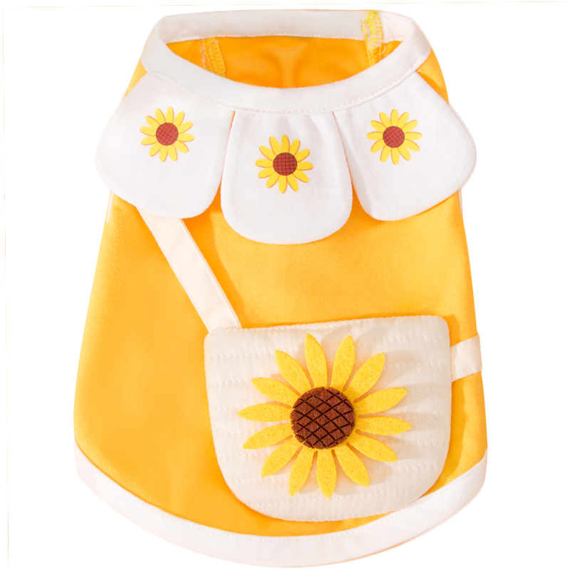 2023 primavera y verano Delgado cachorro Chaleco de dos piernas camiseta pétalo collar Satchel gato ROPA DE DOS piernas ropa para mascotas