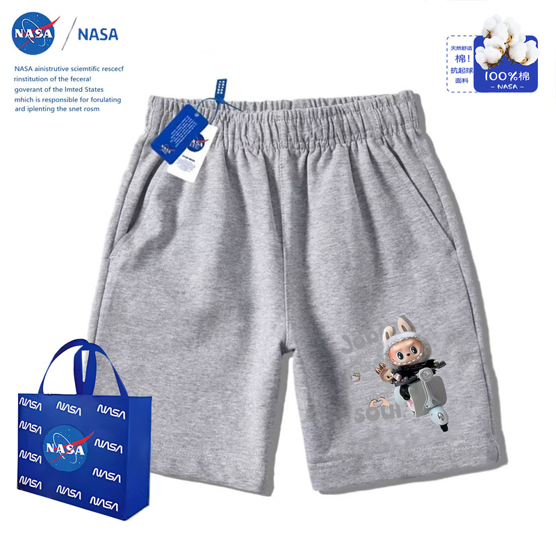 NASA爆火2025电动车拉布布外穿直筒短裤中大童五分裤子休闲短裤|undefined