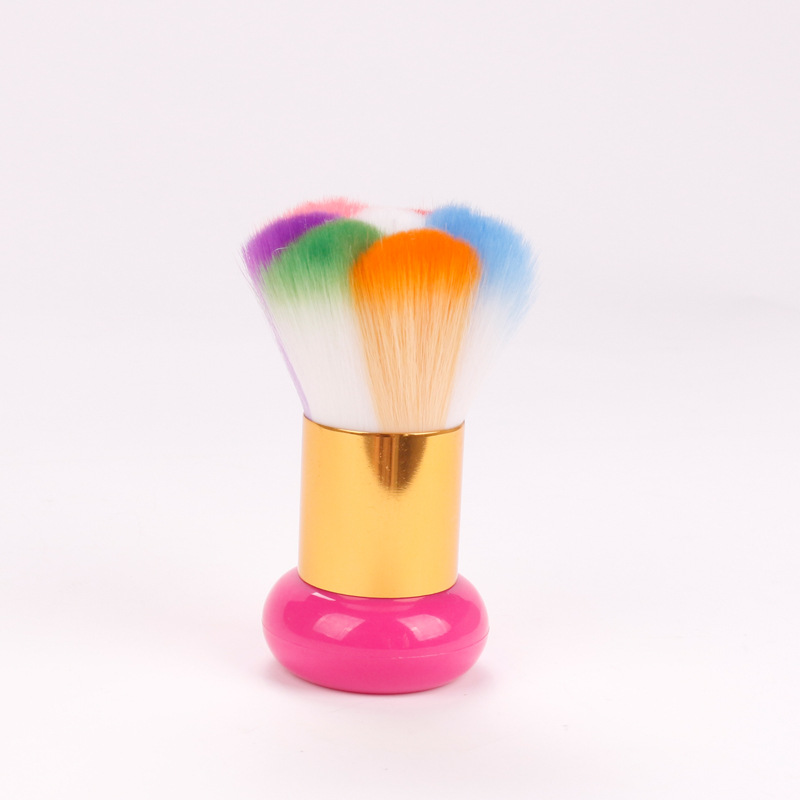 Cepillo de polvo de cerdas de arco iris de uñas transfronterizo cepillo de cerdas de color cepillo macaron herramienta de uñas cepillo de limpieza de mango corto