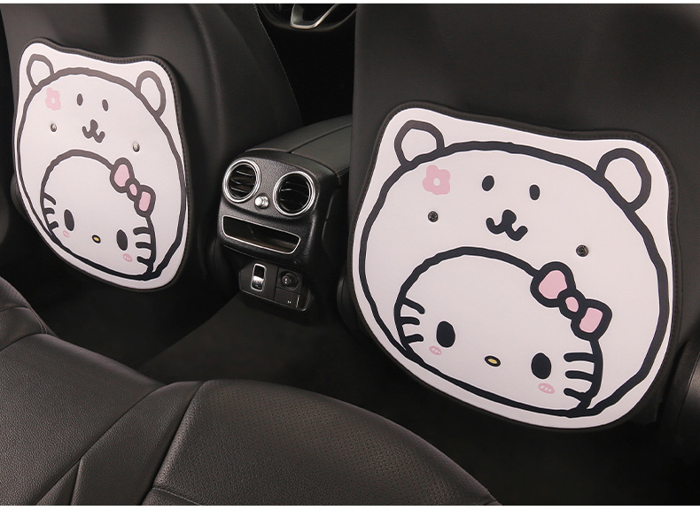 Cute Cartoon Chair Back Anti-Kick Pad for Little Cat Lady Car Seat Back Anti-Stain Pad Long and Short Two Styles Available
