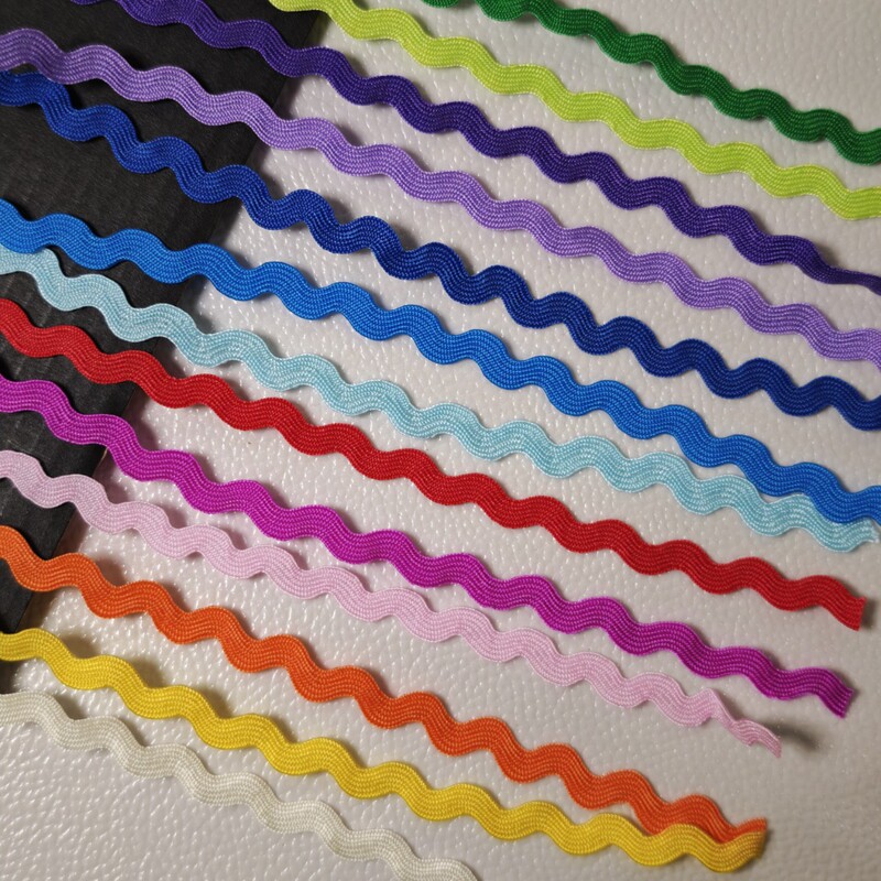 In-Stock 5mm Solid Color Wavy S-Shaped Curved Edge Lace Trim for Wedding Accessories, Curtains, Hats, Children's Clothing, and Garment Accessories