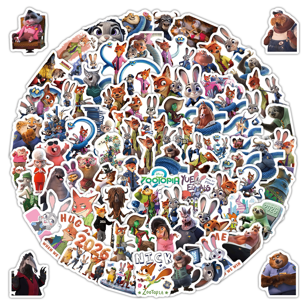 100PCS Zootopia Graffiti Sticker Cartoon Childrens Toy DIY Decals Luggage Phone Case Laptop Decorative Waterproof Sticker