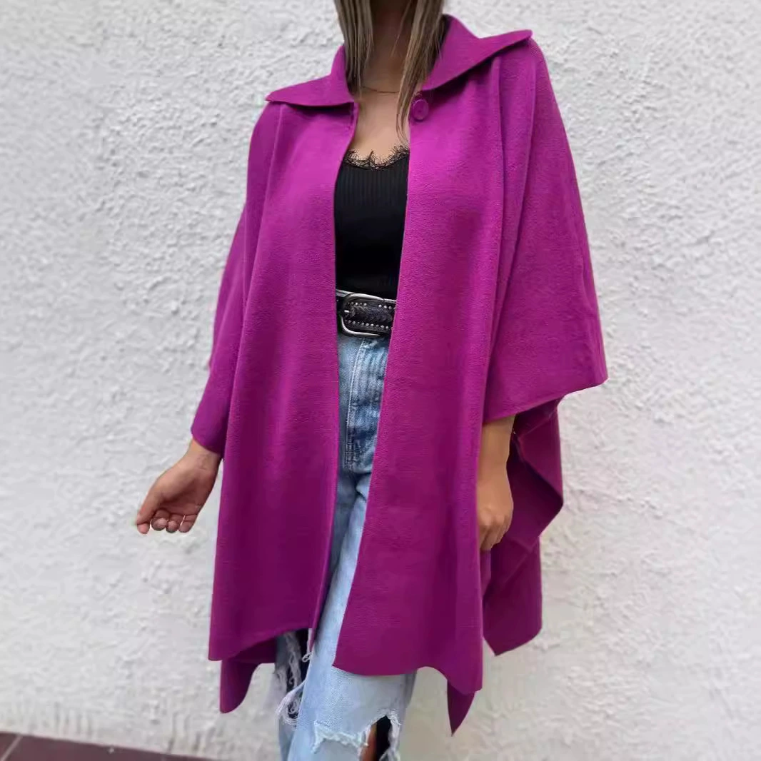 2024 Европейская и Американская внешняя торговля Женская одежда Amazon сплошной цвет повседневный кардиган трансграничный свободный плащ куртка