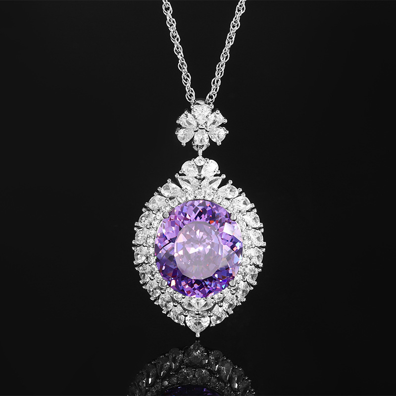 2024 nueva joyería Zhuang Shengsheng fondo de cobre chapado en oro simulación nido de pájaro cortado en forma de huevo colgante de lujo ligero piedra principal 18*20