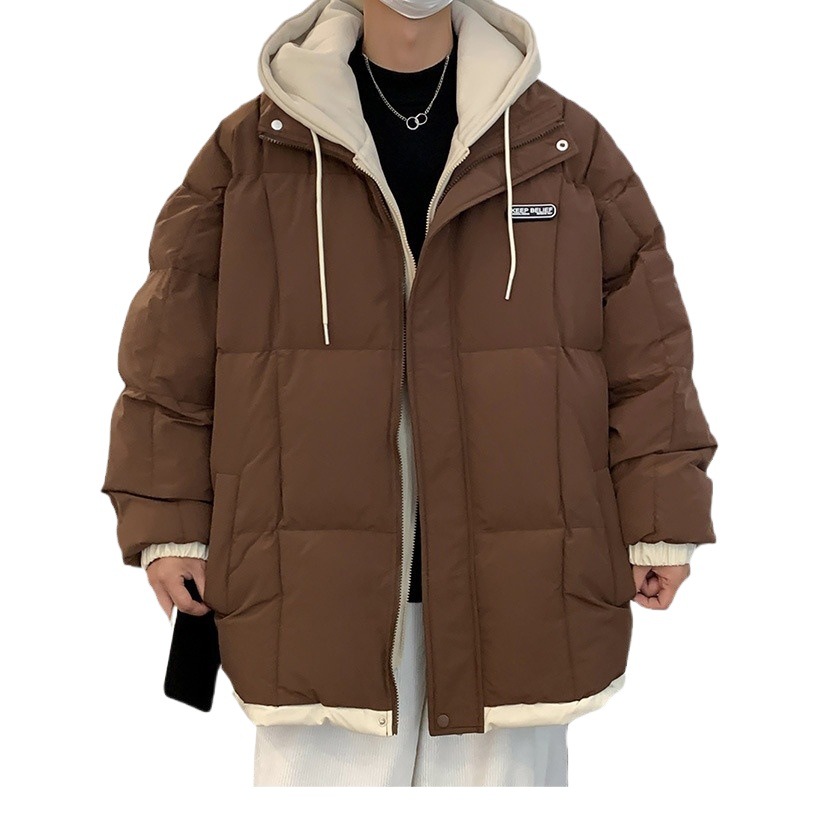 Chaqueta acolchada de algodón para hombres Otoño e Invierno forrada de lana engrosada marca de moda Chaqueta acolchada de algodón para jóvenes Estudiante de secundaria falso Abrigo acolchado de algodón de dos piezas