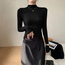 半高领双面德绒保暖打底衫女内搭春秋季2025新款洋气修身长袖上衣