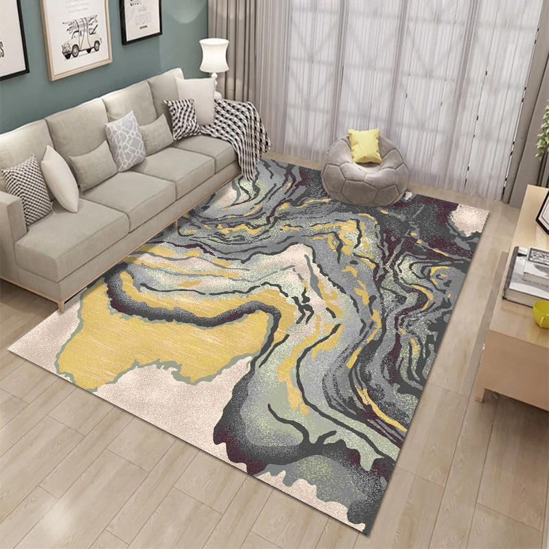 Alfombra nórdica abstracta teñida con tinta para sala de estar, dormitorio y mesita de noche, alfombra de cobertura total, personalizable, lavable a máquina, venta al por mayor transfronteriza.