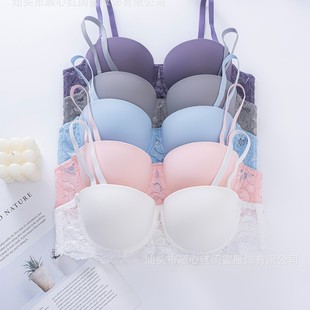 European and American Cross-border Comfortable Steel Rings Gathering Side-closing Underwear Sexy Lace Stitching High-grade Sense Bra Large and Small Chest