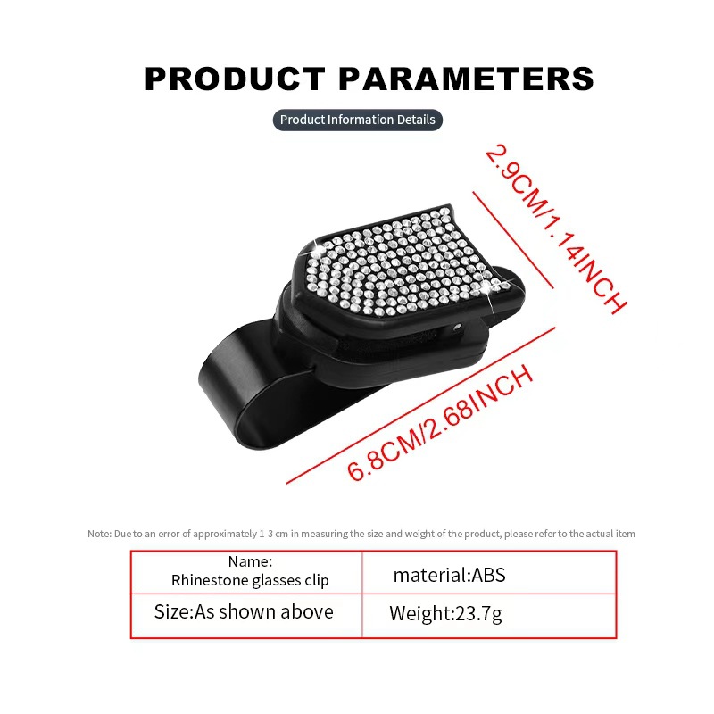Cross-Border New Car Accessories: Rhinestone Car Document Holder, Car Sun Visor Sunglasses Holder, Receipt Holder, Interior Decoration