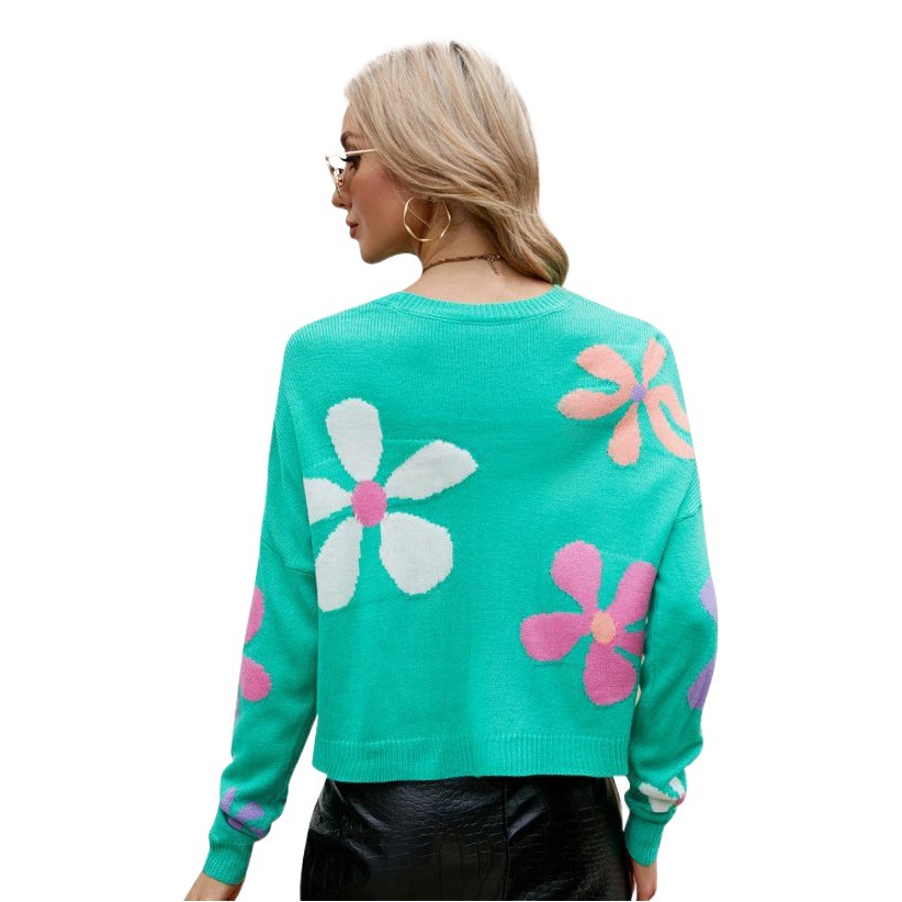 Suéter Dulce de Manga Larga para Mujer, Cuello Redondo y Holgado, Estilo Europeo y Americano - Jersey de Punto Casual 2024