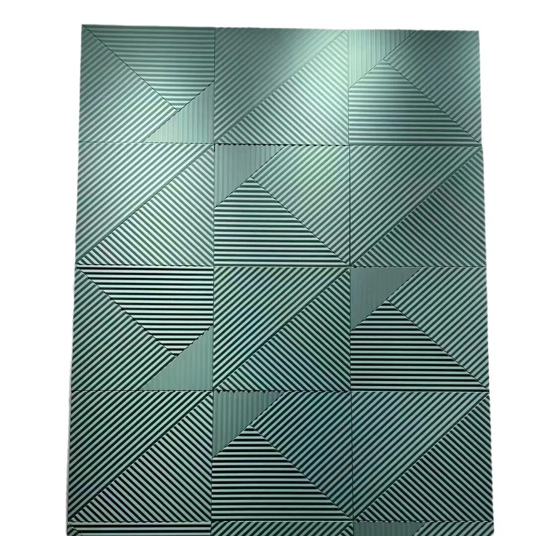 Custom hotel villa tall wooden carved relief leather-embossed embossed background wall decorative panel leather art