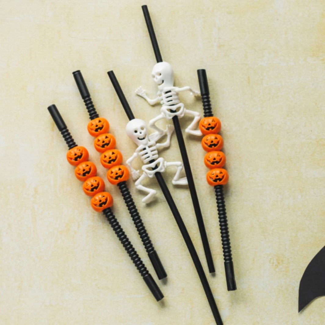 Transfronterizos Halloween bebida fiesta paja creativa calabaza paja calabaza forma de paja