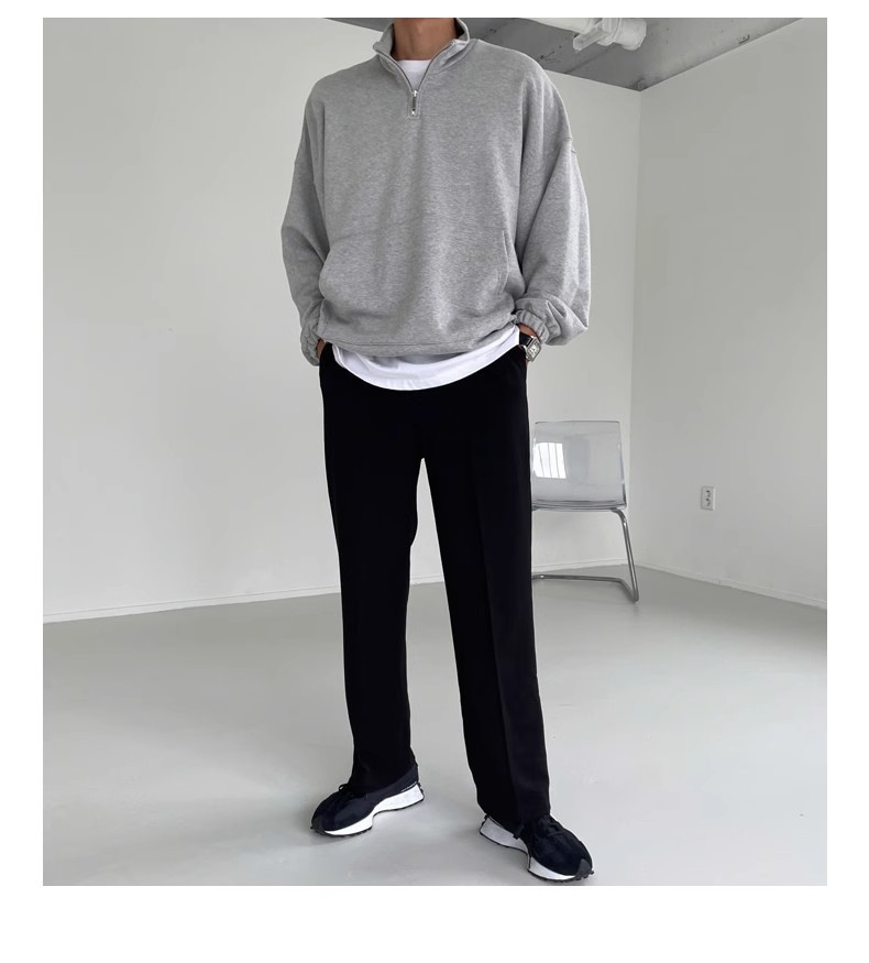 Herren-Sweatshirt mit Stehkragen und halbem Reißverschluss – Lässiger Pullover für Sport und Freizeit, Herbst & Winter (Grau, M/L/XL/2XL/3XL)_voghion.com