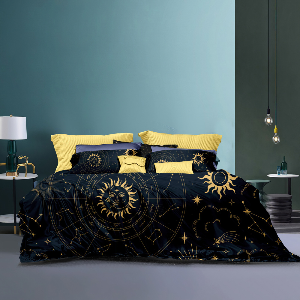 Set pattern constellation starry sky 90g matte duvet cover pillowcase_voghion.com