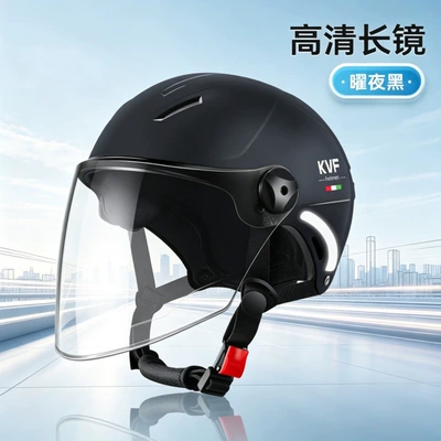 Motosiklet kaskı (dəbilqə) – seasons, electric scooter safety helmet - 376-black-transparent-long-mirror