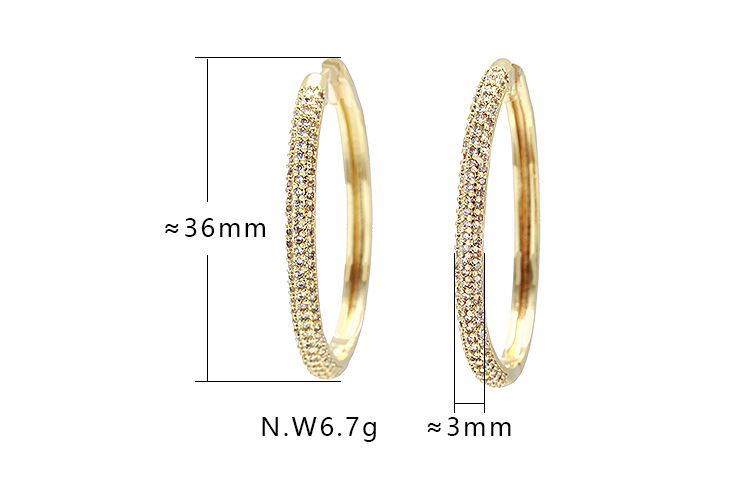 Fashion Inlaid Zircon Round Ear Accessories Copper Earring Accessories display picture 1