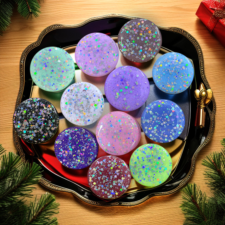 8g Weight Universal Applicable Brands Airbag Bracket Classification Epoxy Material Colorful, Starry Sky Pattern Shiny Style Colorful Starry Sky Epoxy Shiny Universal Airbag Bracket 1