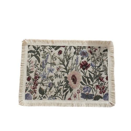 Le Xu Xiu Vintage Table Mat Nordic INS Insulating Plant Flower Western Dinner Plate Mat Cross-border New Style Waterfall fringe Table Mat